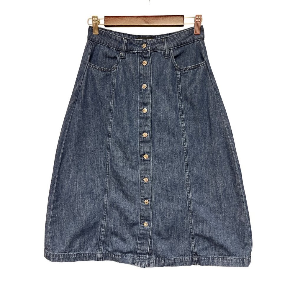 Juicy Couture Exposed Button Closure Denim Jean Dress Knee Length Women's Size 2